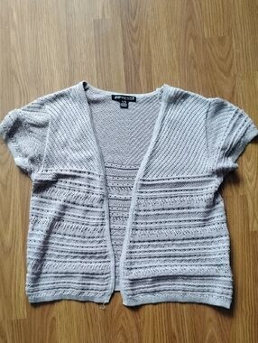 imPRESS Light Cream Short-Sleeve Open Knit Cardigan
